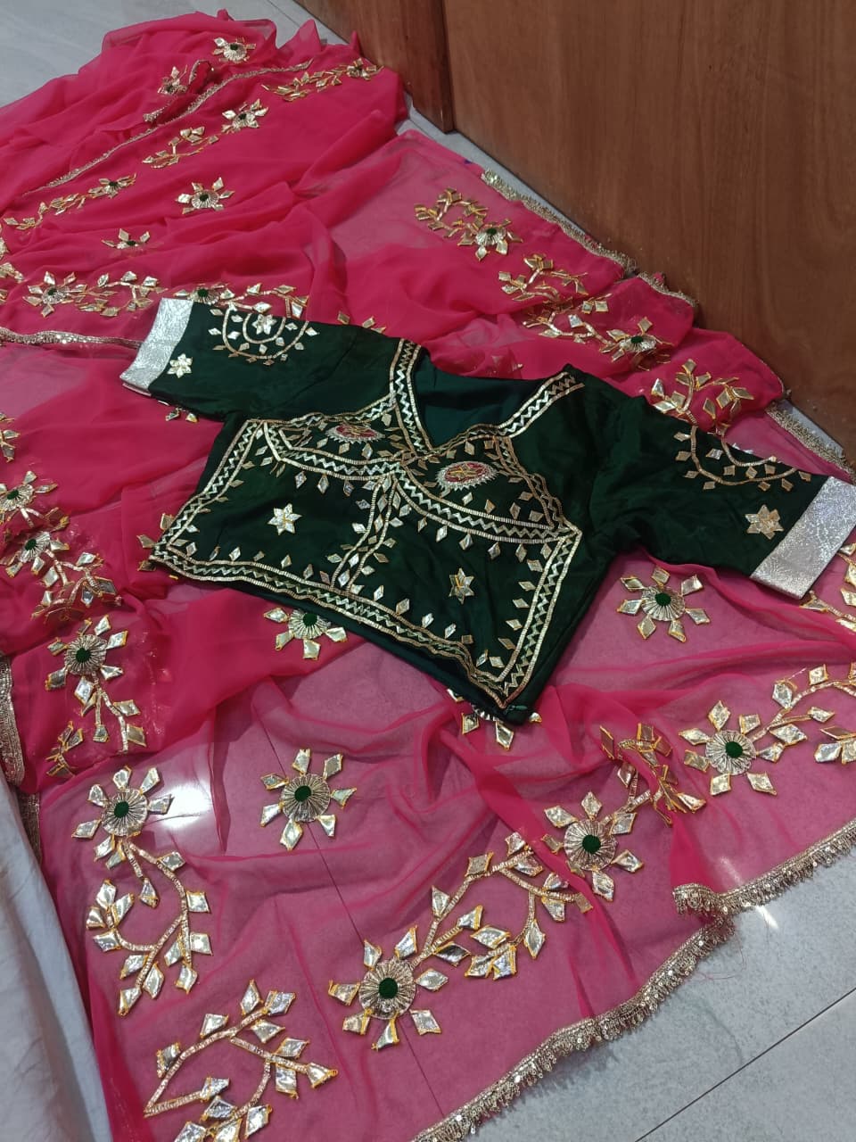 Rajwadi Style Royal Georgette Saree with aangi blouse by pcd