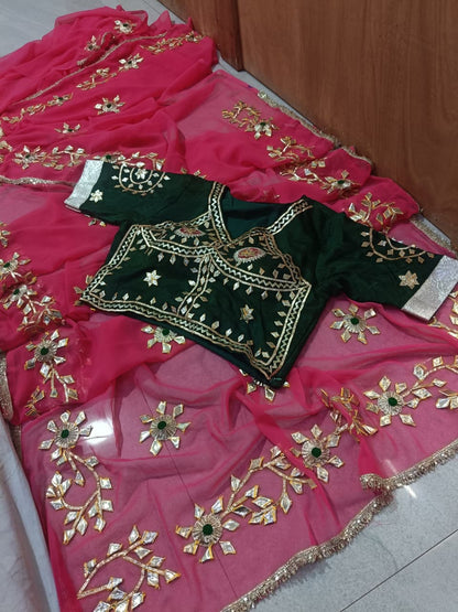 Rajwadi Style Royal Georgette Saree with aangi blouse by pcd