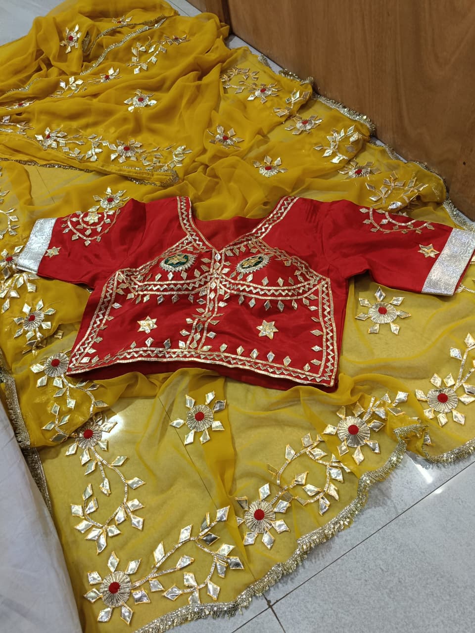Rajwadi Style Royal Georgette Saree with aangi blouse by pcd