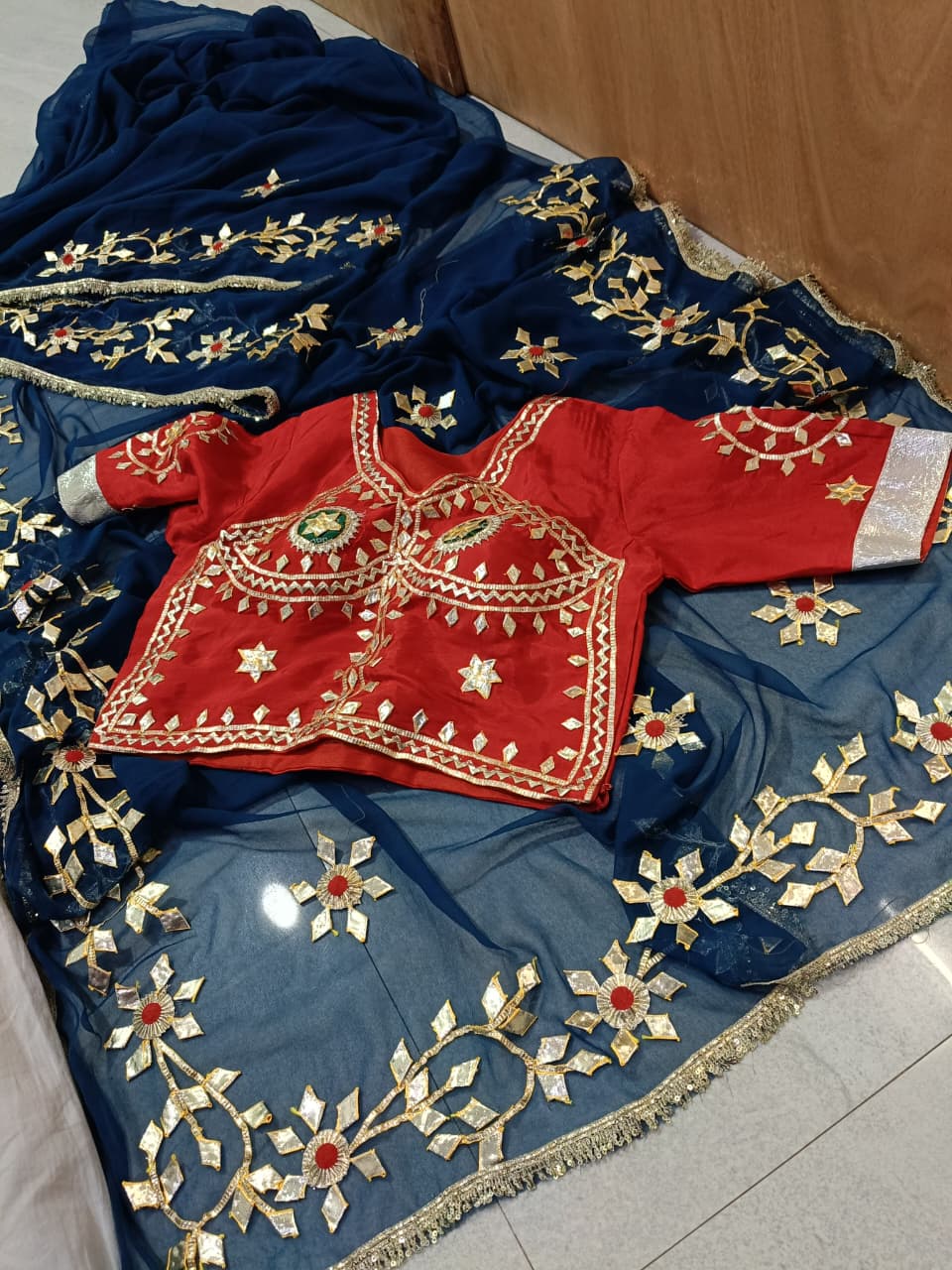 Rajwadi Style Royal Georgette Saree with aangi blouse by pcd