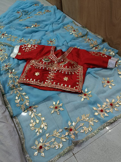 Rajwadi Style Royal Georgette Saree with aangi blouse by pcd