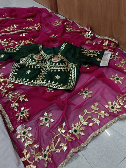 Rajwadi Style Royal Georgette Saree with aangi blouse by pcd