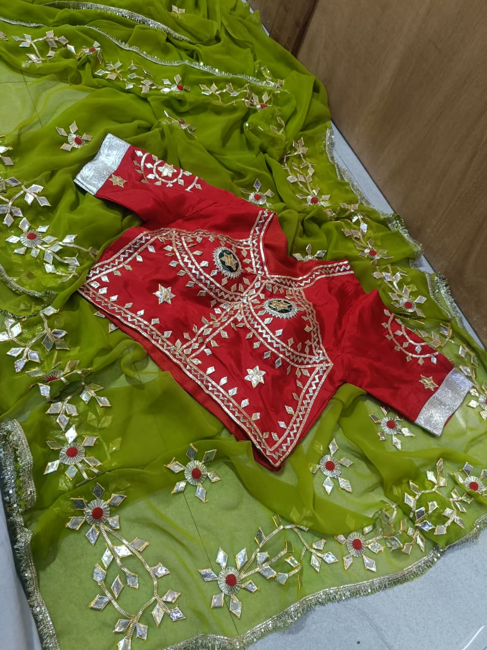 Rajwadi Style Royal Georgette Saree with aangi blouse by pcd