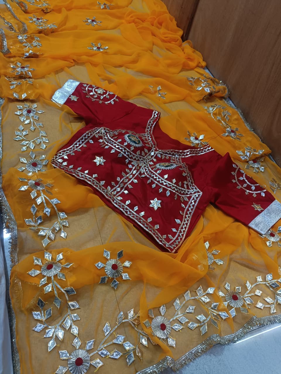 Rajwadi Style Royal Georgette Saree with aangi blouse by pcd
