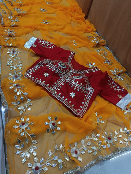 Rajwadi Style Royal Georgette Saree with aangi blouse by pcd