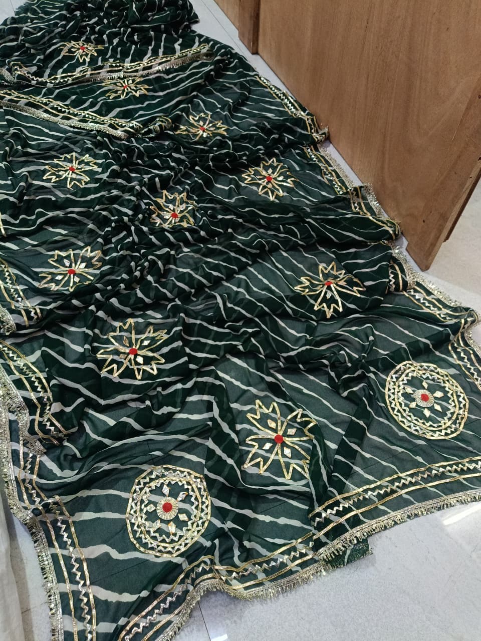 Premium Leheriya Style Royal georgette lehriya SAREE fabric Royal Wedding Look BY PCD