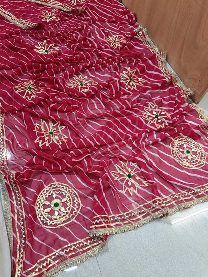 Premium Leheriya Style Royal georgette lehriya SAREE fabric Royal Wedding Look BY PCD