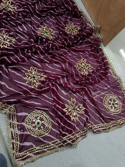 Premium Leheriya Style Royal georgette lehriya SAREE fabric Royal Wedding Look BY PCD