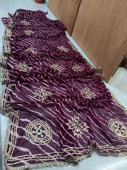 Premium Leheriya Style Royal georgette lehriya SAREE fabric Royal Wedding Look BY PCD