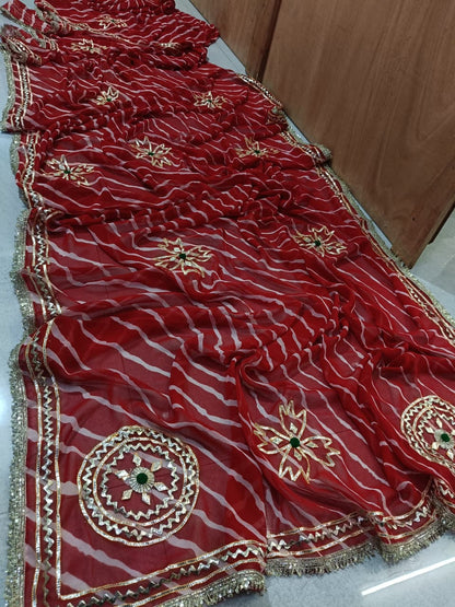 Premium Leheriya Style Royal georgette lehriya SAREE fabric Royal Wedding Look BY PCD