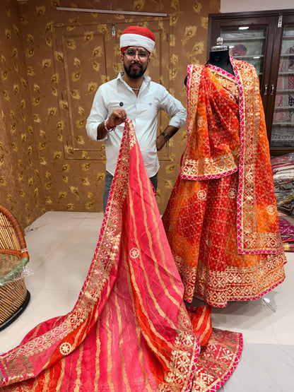 New Pure Kota Doria Bandhej Gottapatti Lehenga by pcd