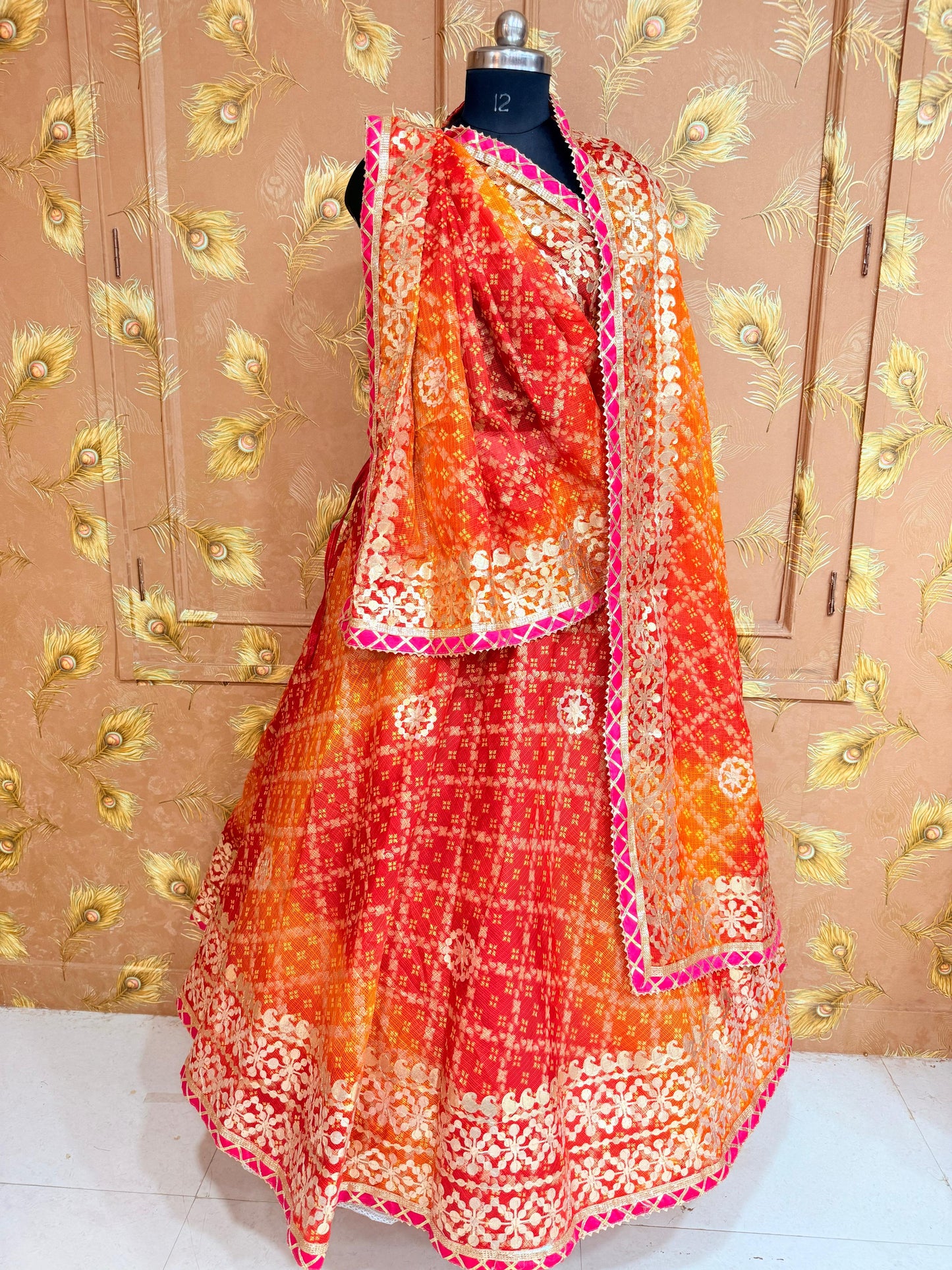 New Pure Kota Doria Bandhej Gottapatti Lehenga by pcd