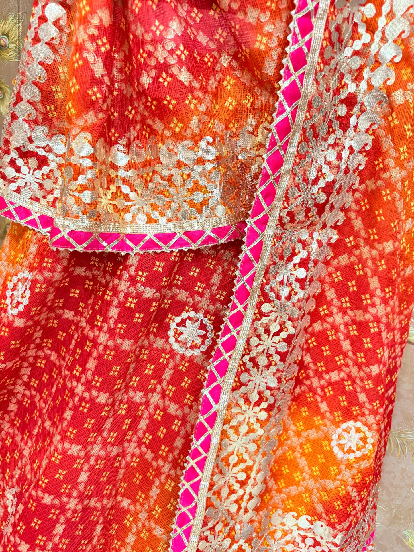 New Pure Kota Doria Bandhej Gottapatti Lehenga by pcd