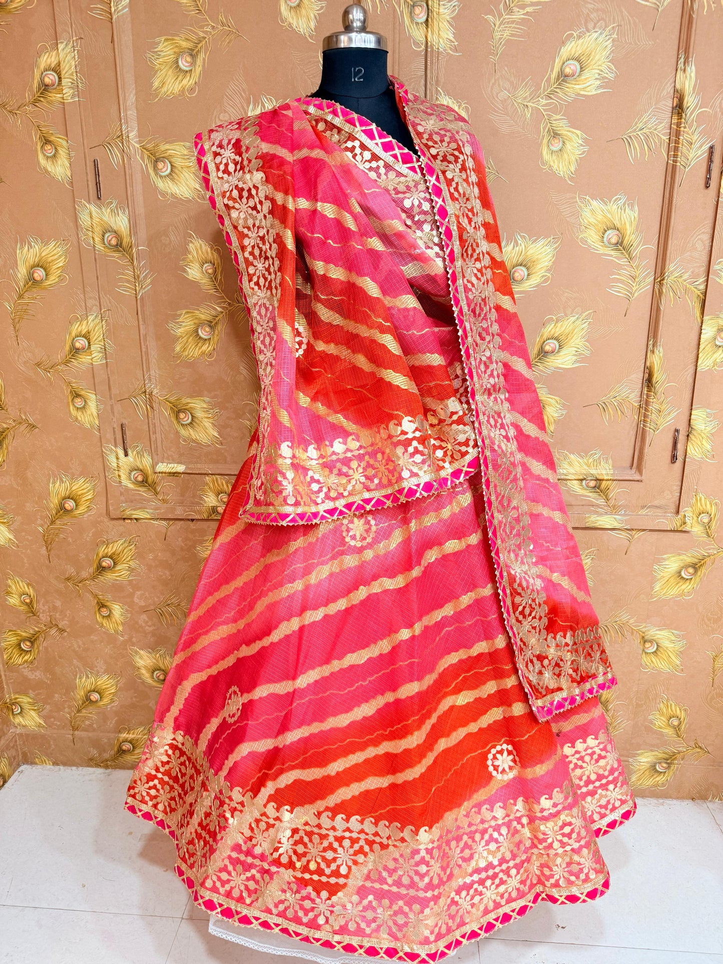 New Pure Kota Doria Bandhej Gottapatti Lehenga by pcd