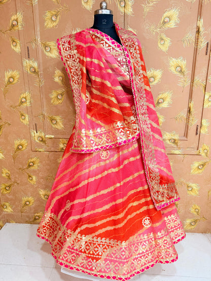New Pure Kota Doria Bandhej Gottapatti Lehenga by pcd