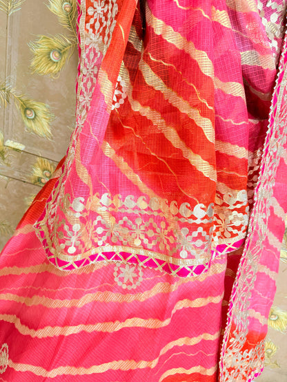 New Pure Kota Doria Bandhej Gottapatti Lehenga by pcd