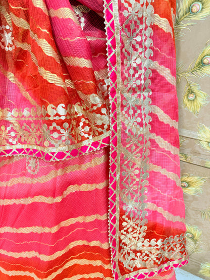 New Pure Kota Doria Bandhej Gottapatti Lehenga by pcd