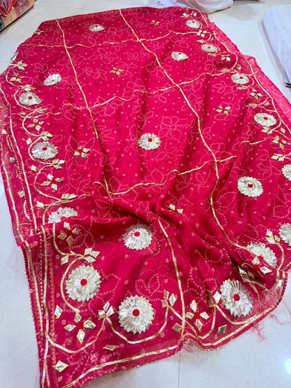 ROYAL GEORGETTE GOTA PATTI WORK SAREE BY PCD