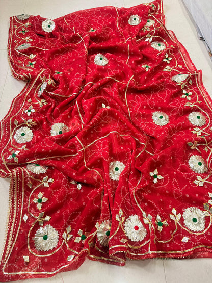 ROYAL GEORGETTE GOTA PATTI WORK SAREE BY PCD