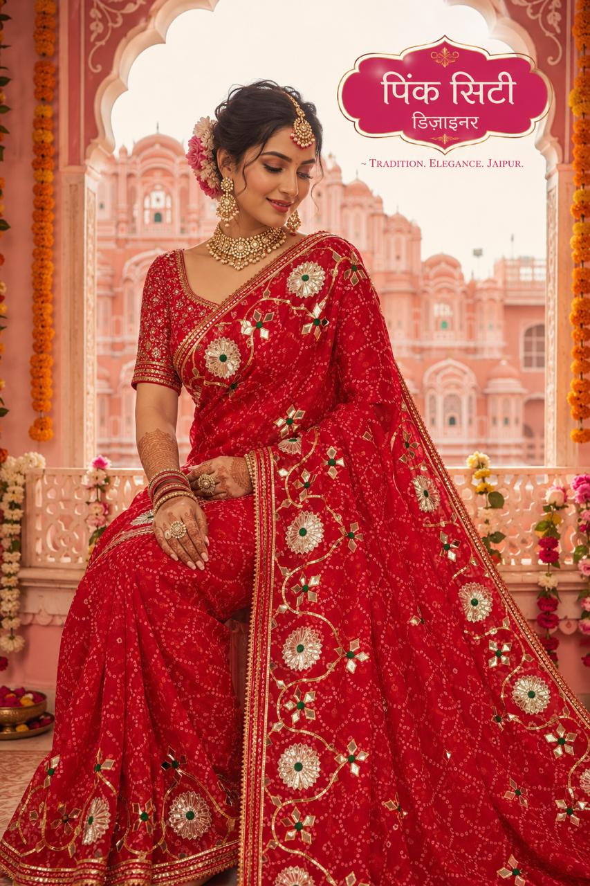 ROYAL GEORGETTE GOTA PATTI WORK SAREE BY PCD