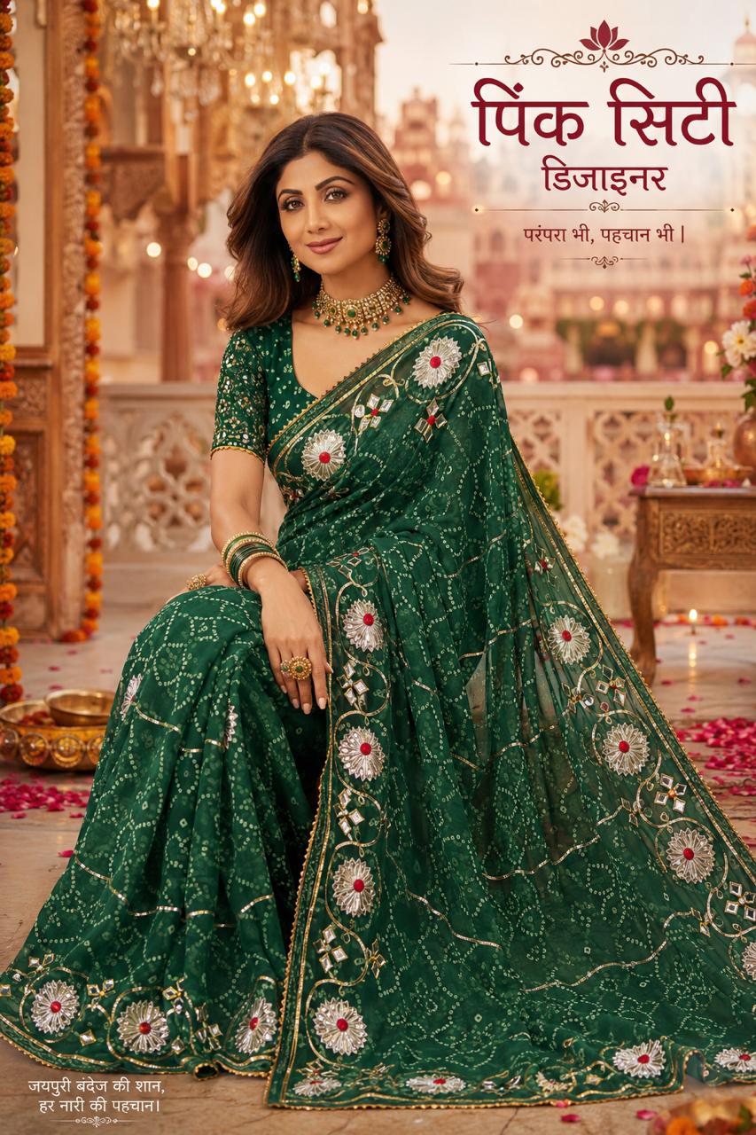 ROYAL GEORGETTE GOTA PATTI WORK SAREE BY PCD