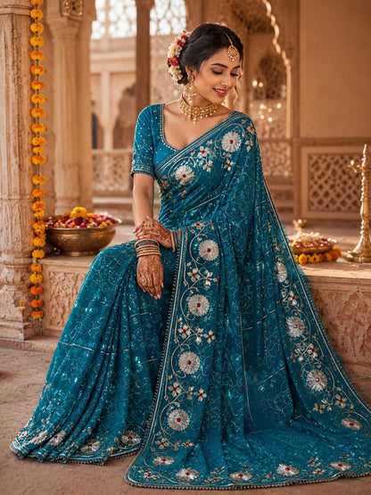 ROYAL GEORGETTE GOTA PATTI WORK SAREE BY PCD