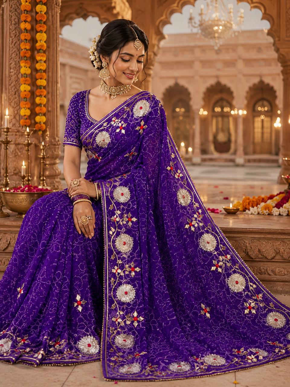 ROYAL GEORGETTE GOTA PATTI WORK SAREE BY PCD
