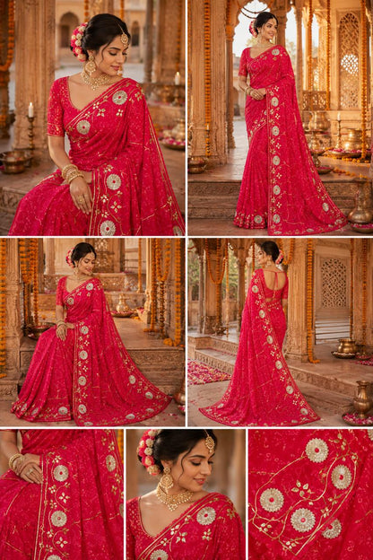 ROYAL GEORGETTE GOTA PATTI WORK SAREE BY PCD