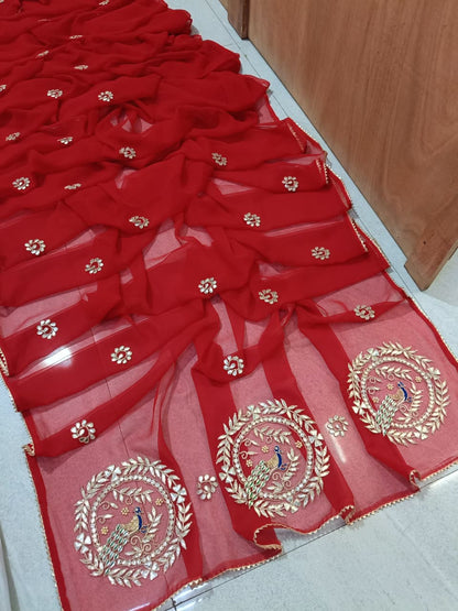 Summer Special Rajasthani Royal Georgette Bandhani Sarees by pcd