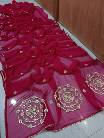 Summer Special Rajasthani Royal Georgette Bandhani Sarees by pcd