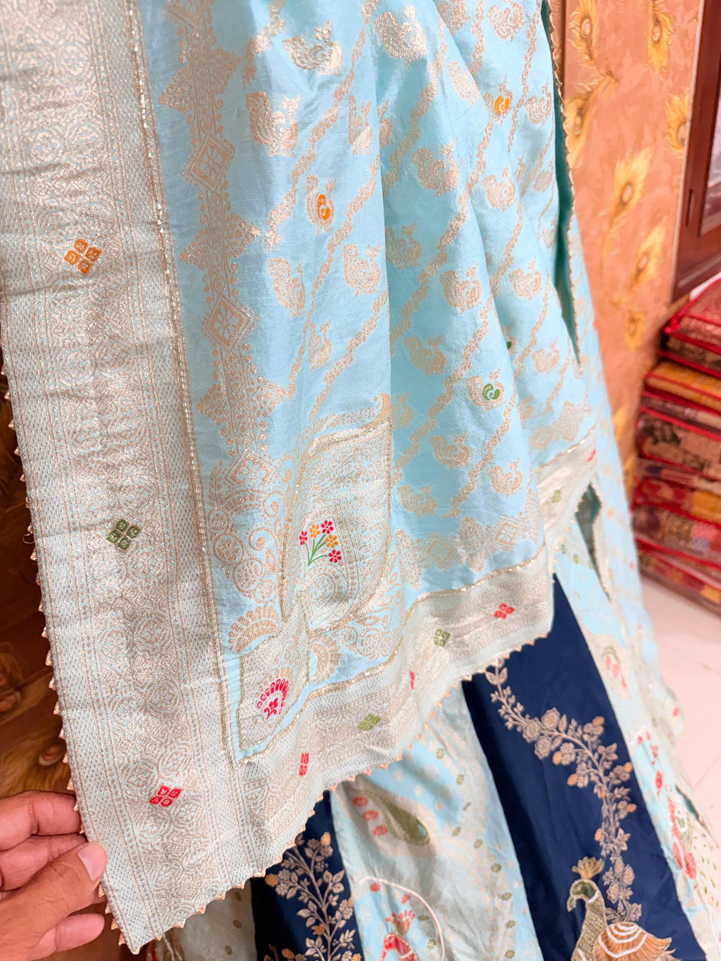 Premium Banarasi Style Dola Silk Lehenga with Beautiful Zari Work by pcd
