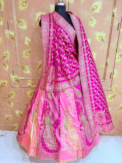 Premium Banarasi Style Dola Silk Lehenga with Beautiful Zari Work by pcd