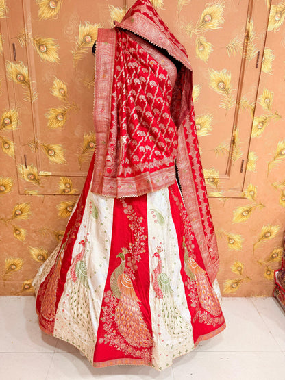 Premium Banarasi Style Dola Silk Lehenga with Beautiful Zari Work by pcd