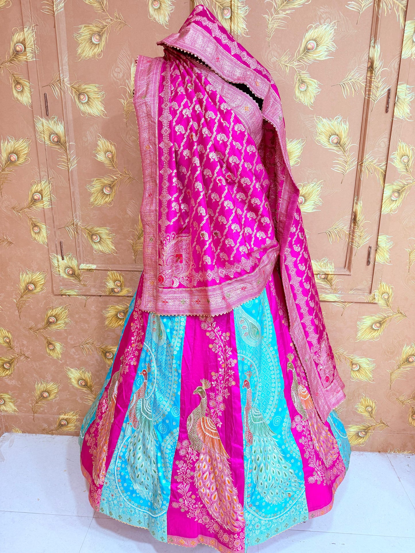 Premium Banarasi Style Dola Silk Lehenga with Beautiful Zari Work by pcd