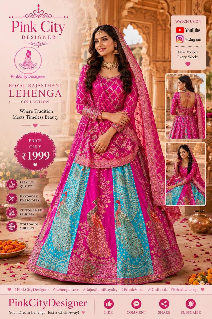 Premium Banarasi Style Dola Silk Lehenga with Beautiful Zari Work by pcd
