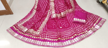 Jaipuri Special Kota Doria Gota patti Lehenga by pcd