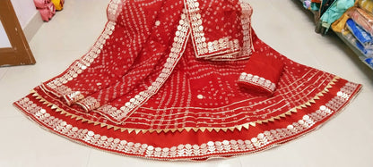 Jaipuri Special Kota Doria Gota patti Lehenga by pcd