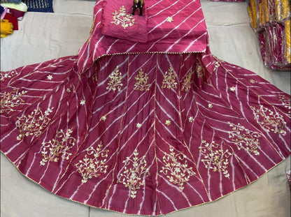 New Launch Leheriya design chinon silk with Gotapatti Handwork Lehenga by pcd