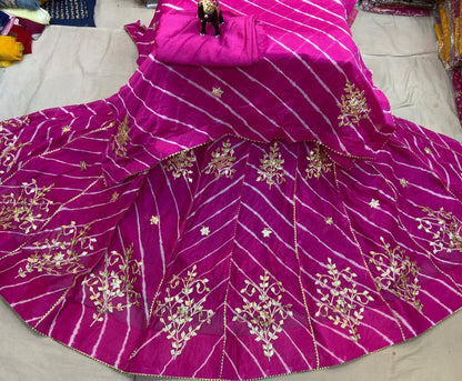 New Launch Leheriya design chinon silk with Gotapatti Handwork Lehenga by pcd