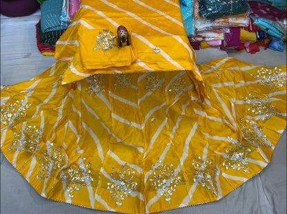 New Launch Leheriya design chinon silk with Gotapatti Handwork Lehenga by pcd