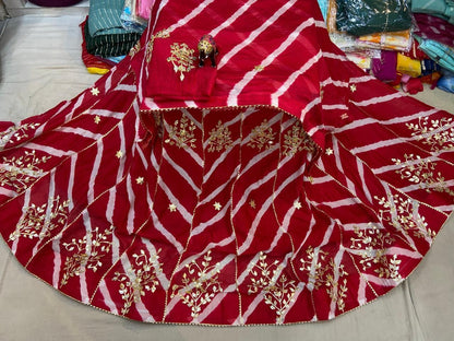 New Launch Leheriya design chinon silk with Gotapatti Handwork Lehenga by pcd