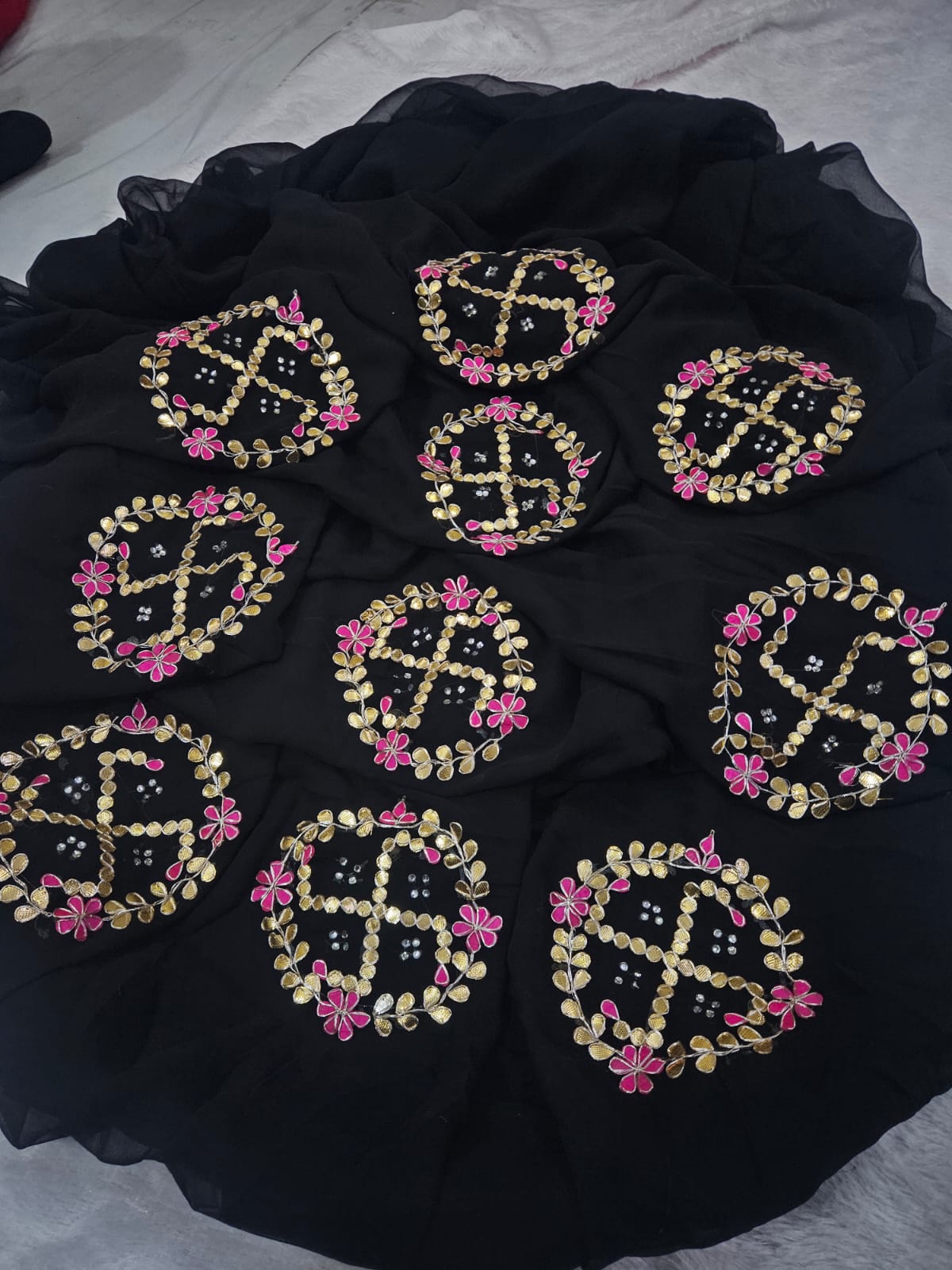New Premium Pure Georgette Festive Saree with Traditional Gota Patti Work by pcd