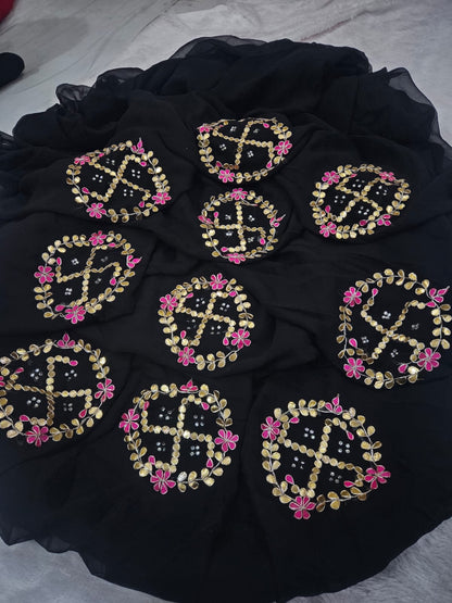 New Premium Pure Georgette Festive Saree with Traditional Gota Patti Work by pcd