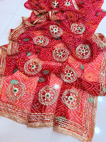 Rajwadi Style Royal Georgette Bandhani Sarees BY PCD