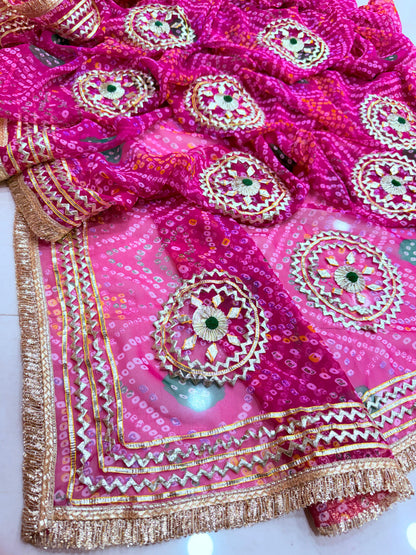 Rajwadi Style Royal Georgette Bandhani Sarees BY PCD