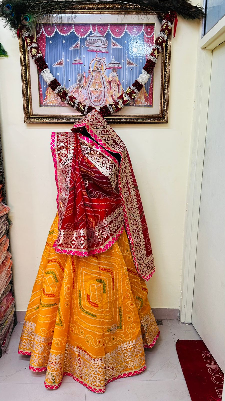 Pure Kota Doria Bandhej Gottapatti Lehenga by pcd
