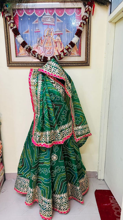 Pure Kota Doria Bandhej Gottapatti Lehenga by pcd