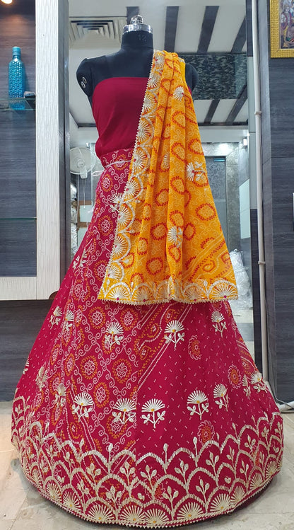 Royal Festive Wear Georgette Bandhani Lehenga by pcd