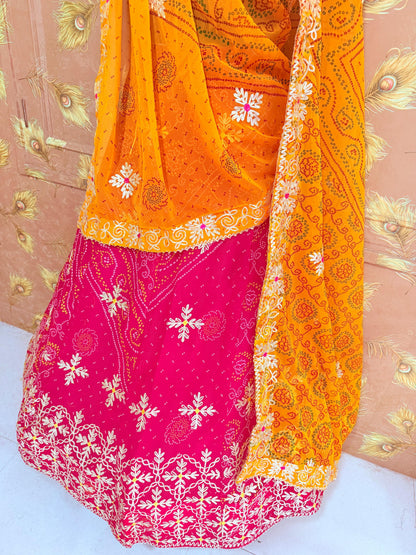 Royal Festive Wear Georgette Bandhani Lehenga by pcd rani pila