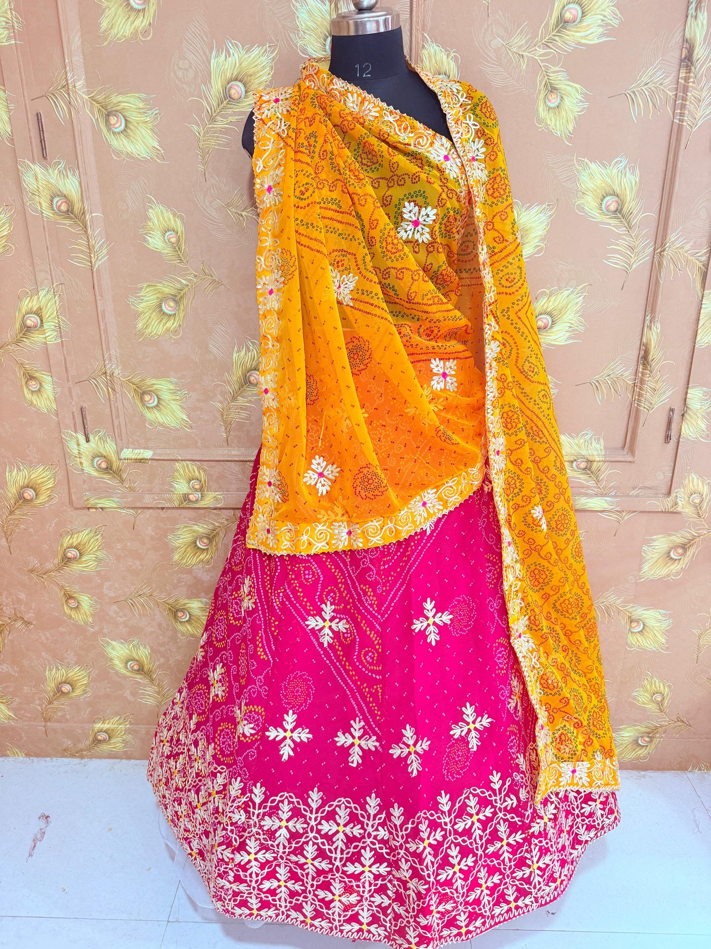 Royal Festive Wear Georgette Bandhani Lehenga by pcd rani pila